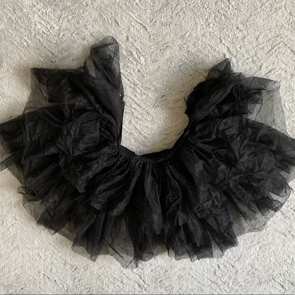 3/4 Wrap Around Black Dance Costume Tiered Tutu
